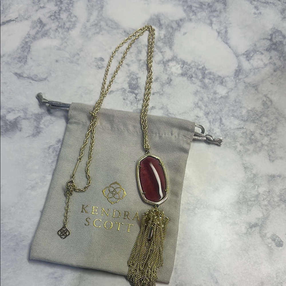 Kendra Scott Gold and Red Pendant Necklace